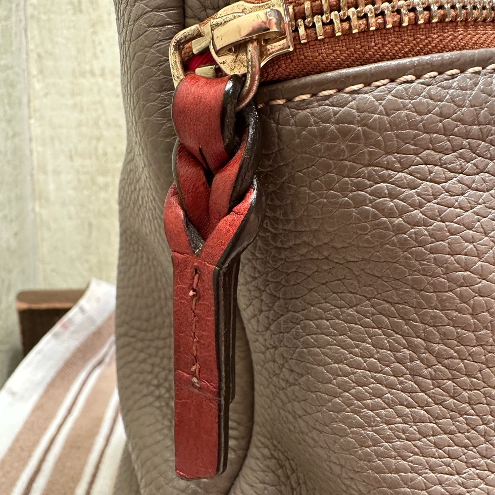 Dooney & Bourke Gray and Brown Leather Crossbody - Picture 3 of 8